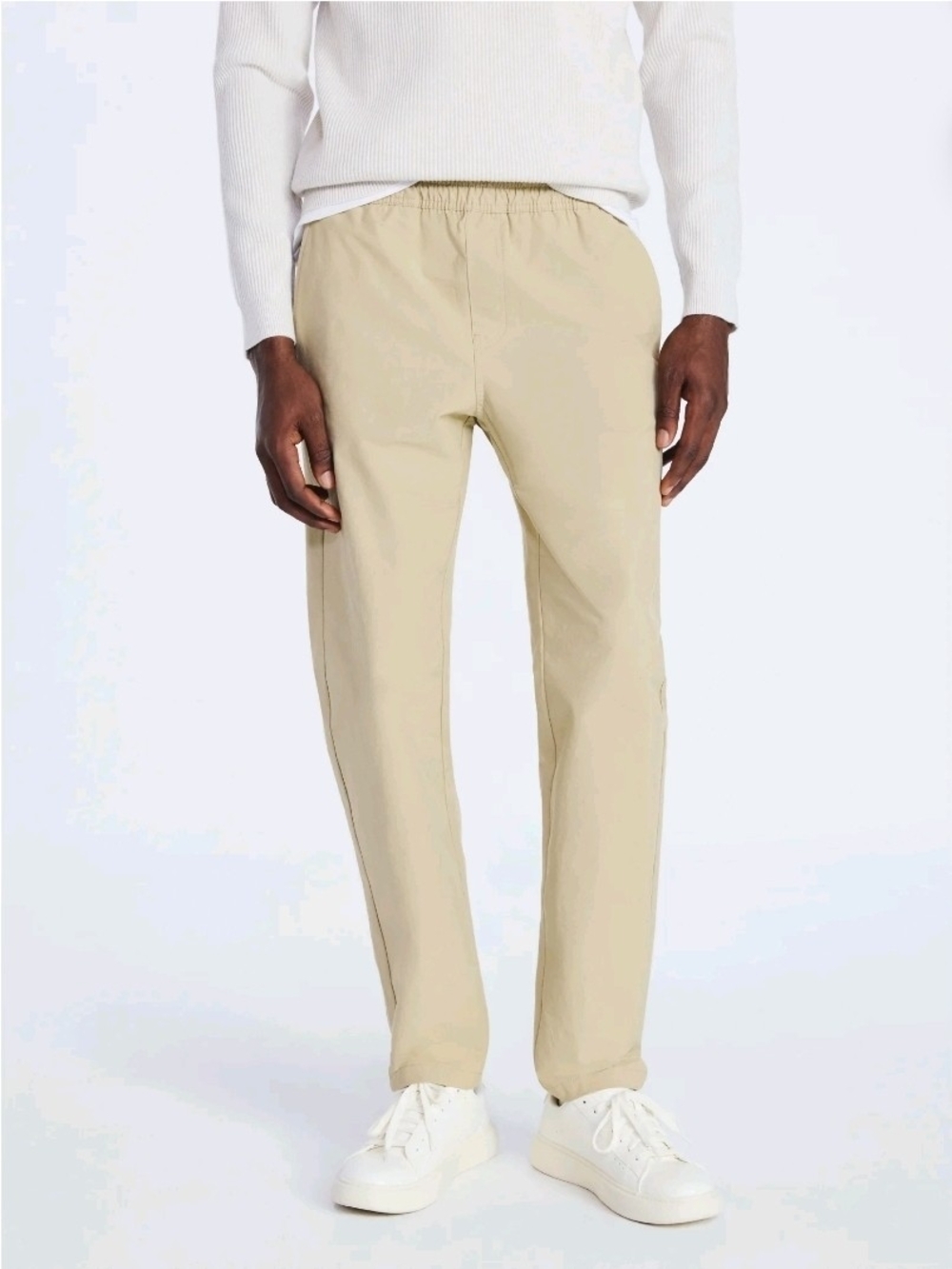 Free Assembly NEW Men’s 2XL Khaki Pull On Chino Pants Elastic Waist Stretch